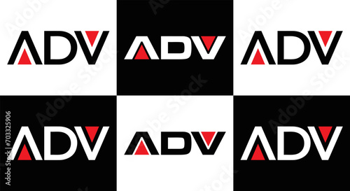 ADV logo. ADV set , A D V design. White ADV letter. ADV, A D V letter logo design. Initial letter ADV letter logo set, linked circle uppercase monogram logo. A D V letter logo vector design. 