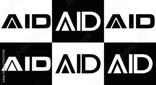 AID logo. AID set , A I D design. White AID letter. AID, A I D letter logo design. Initial letter AID letter logo set, linked circle uppercase monogram logo. A I D letter logo vector design.	
