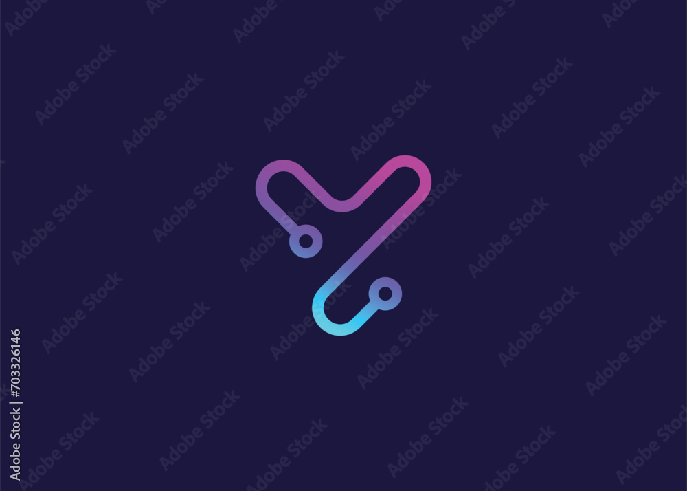 Letter Y Technology vector monogram logo design template. Letter Y molecule, Science and Bio technology Vector logo Letter Y Technology vector monogram logo design template. Letter Y molecule, Science and Bio technology Vector logo