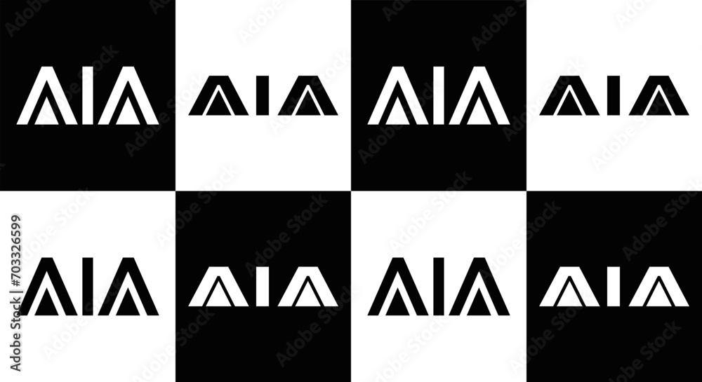 AIA logo. AIA set , A I A design. White AIA letter. AIA, A I A letter ...