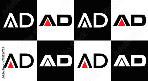 AD logo. AD set , A D design. White AD letter. AD, A D letter logo design. Initial letter AD letter logo set, linked circle uppercase monogram logo. A D letter logo vector design. 