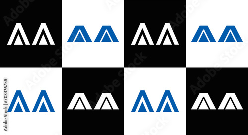 AA logo. AA set , A A design. White AA letter. AA, A A letter logo design. Initial letter AA letter logo set, linked circle uppercase monogram logo. A A letter logo vector design. 