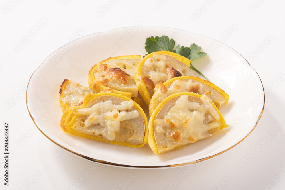 からし蓮根のチーズ焼き からし蓮根のチーズ焼き