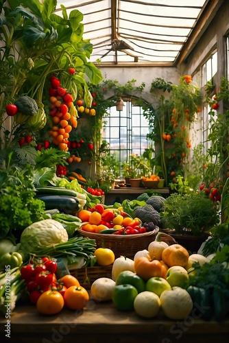 City Garden Filled with a Variety of Vegetables and Fruits. Sustainable Urban Gardening. Organic BIO Food.