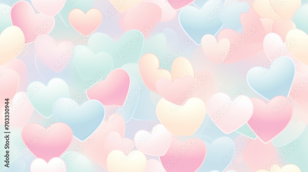  a lot of hearts that are in the shape of a heart on a blue, pink, and green background.