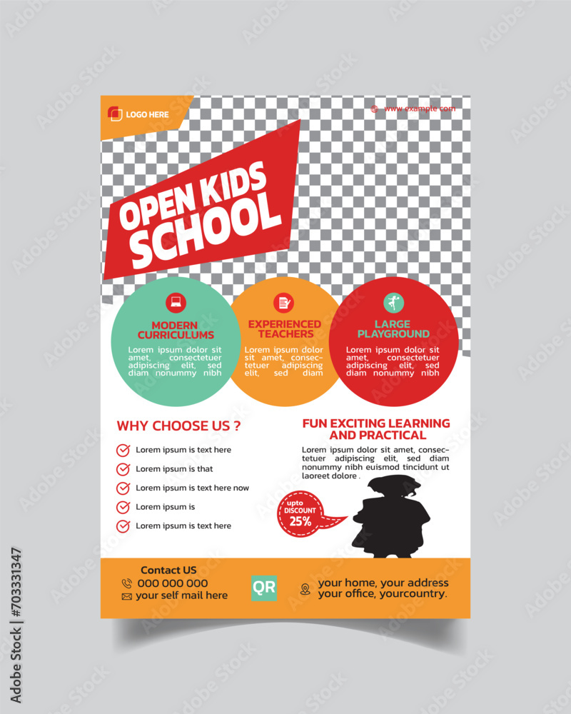 Modern Trendy School Flyer and Premium Modern Admission Leaflet or PreSchool Poster A4