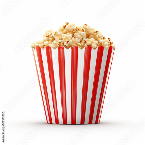 Striped popcorn bag solated on white background