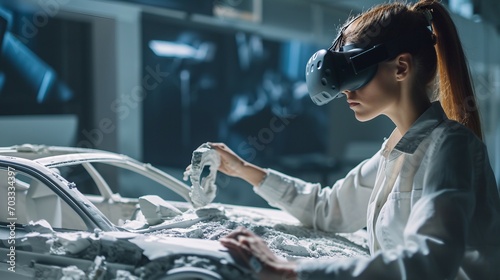 Female Car Designer Wearing Virtual Reality