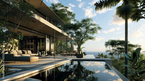 Imagine a luxurious modern villa overlooking © adobestock.art