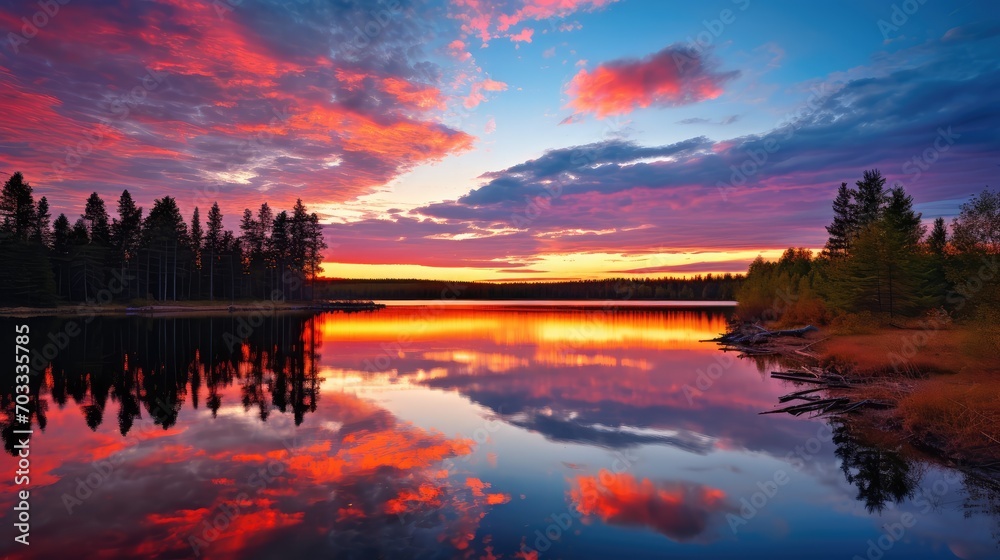 sunset over the lake