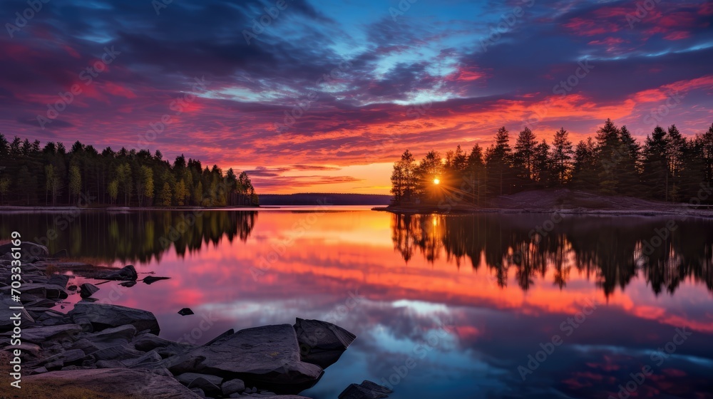 sunset over the lake