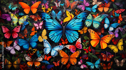 Large colorful butterfly puzzle in the style © Soomro