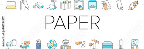 paper towel roll kitchen icons set vector. tissue toilet, hygiene napkin, white clean, hand wipe, wet stroke, bathroom dispenser paper towel roll kitchen color line illustrations