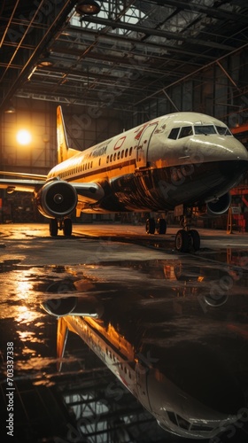 A large passenger airplane on an airport runway