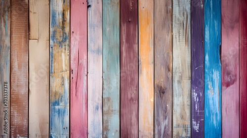 multicolor effective wood texture pattern background consists of several pieces of old wood of various sizes and colors, vertical style. Old wooden planks in multi-pastel colours vintage style.