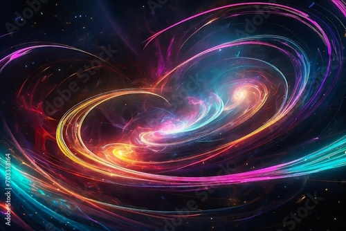 The Dynamic Dance of a Vibrant Digital Galaxy Spiral. Ethereal Radiance. Colorful Cyber Galaxy.
