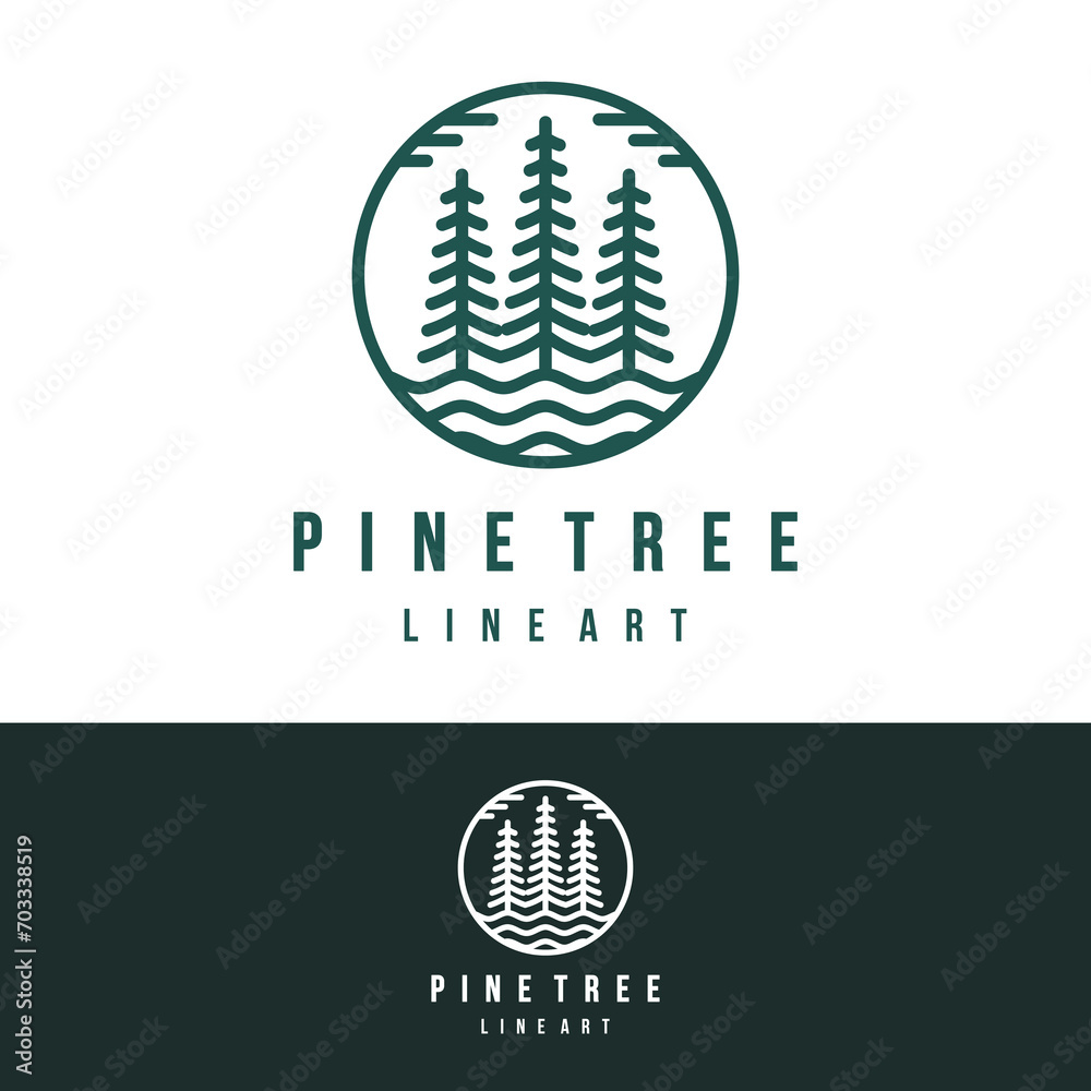 pine tree and river logo vector, pine tree logo line art vector symbol illustration design, landscape symbol pine tree and river logo vector, pine tree logo line art vector symbol illustration design, landscape symbol