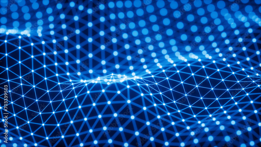 Naklejka premium Abstract technological background with triangles and dots, concept symbolizes technology and science development - 3D Illustration
