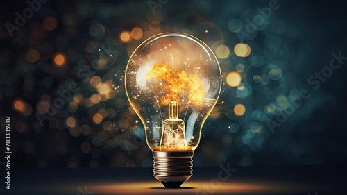A light bulb surrounded by AI-related symbols, symbolizing the sparks of creativity and innovation in AI research photo