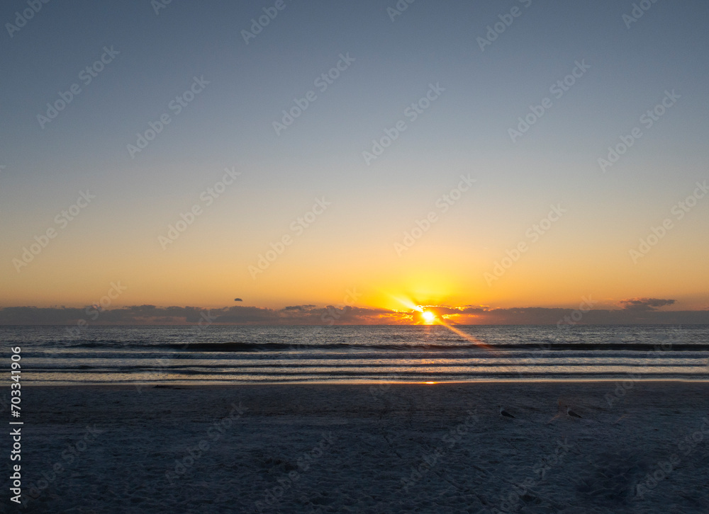 Sunset over the beach at St Petersburg in Florida, USA