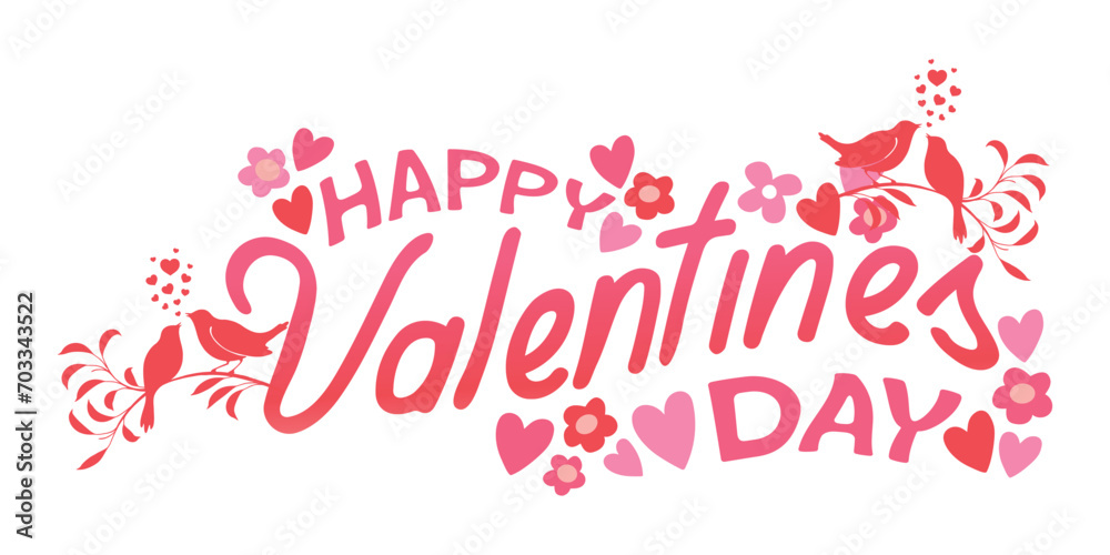 Happy Valentines Day background with flowers and heart love