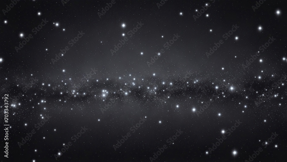 Black particles and light abstract background with shining dots stars