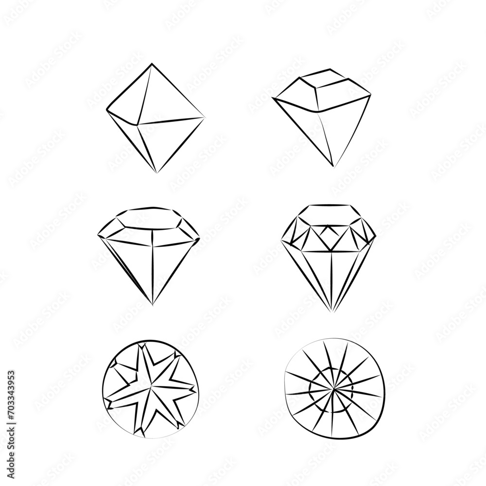 Briliant cut diamond on white.Diamond doodle.Hand drawn cute. Briliant cut diamond on white.Diamond doodle.Hand drawn cute.