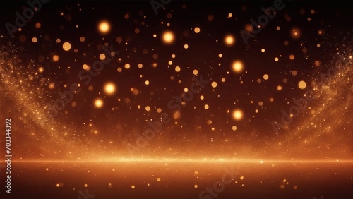 Brown particles and light abstract background with shining dots stars