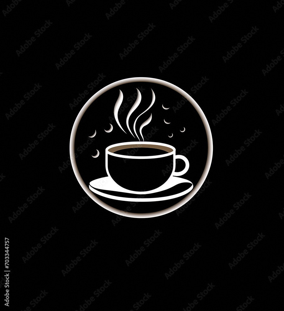 Obraz premium Coffee cup icon. black and white icon of coffee cup, Flat design. Generated AI.