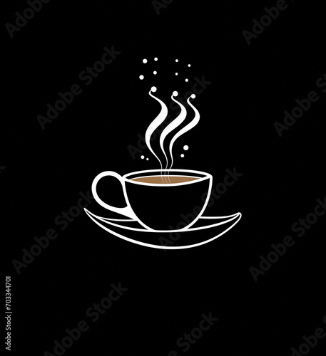 Coffee cup icon. black and white icon of coffee cup, Flat design. Generated AI.