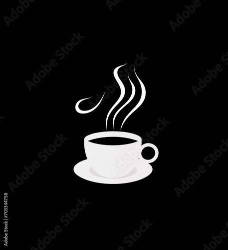 Coffee cup icon. black and white icon of coffee cup, Flat design. Generated AI.