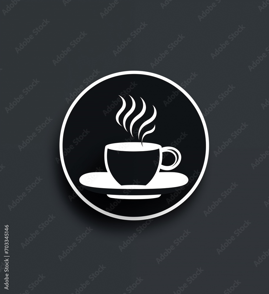Coffee cup icon. black and white icon of coffee cup, Flat design. Coffee cup icon. black and white icon of coffee cup, Flat design.
