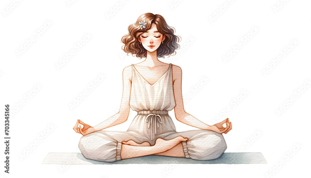 Watercolor yoga on a white background. Isolated image. Watercolor yoga on a white background. Isolated image.