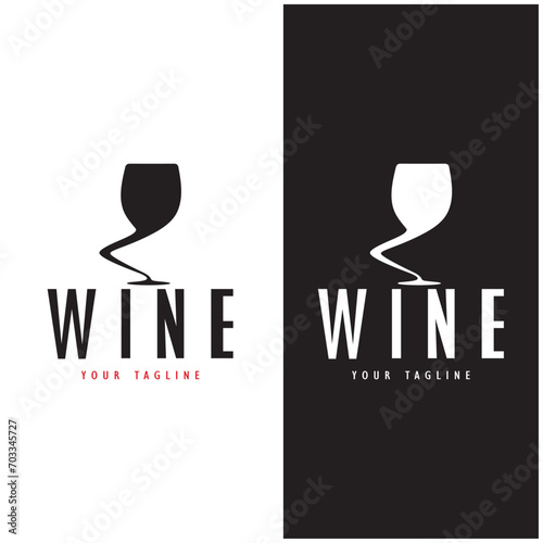 Wine logo with wine glasses and bottles.for night clubs,bars,cafe and wine shops. photo