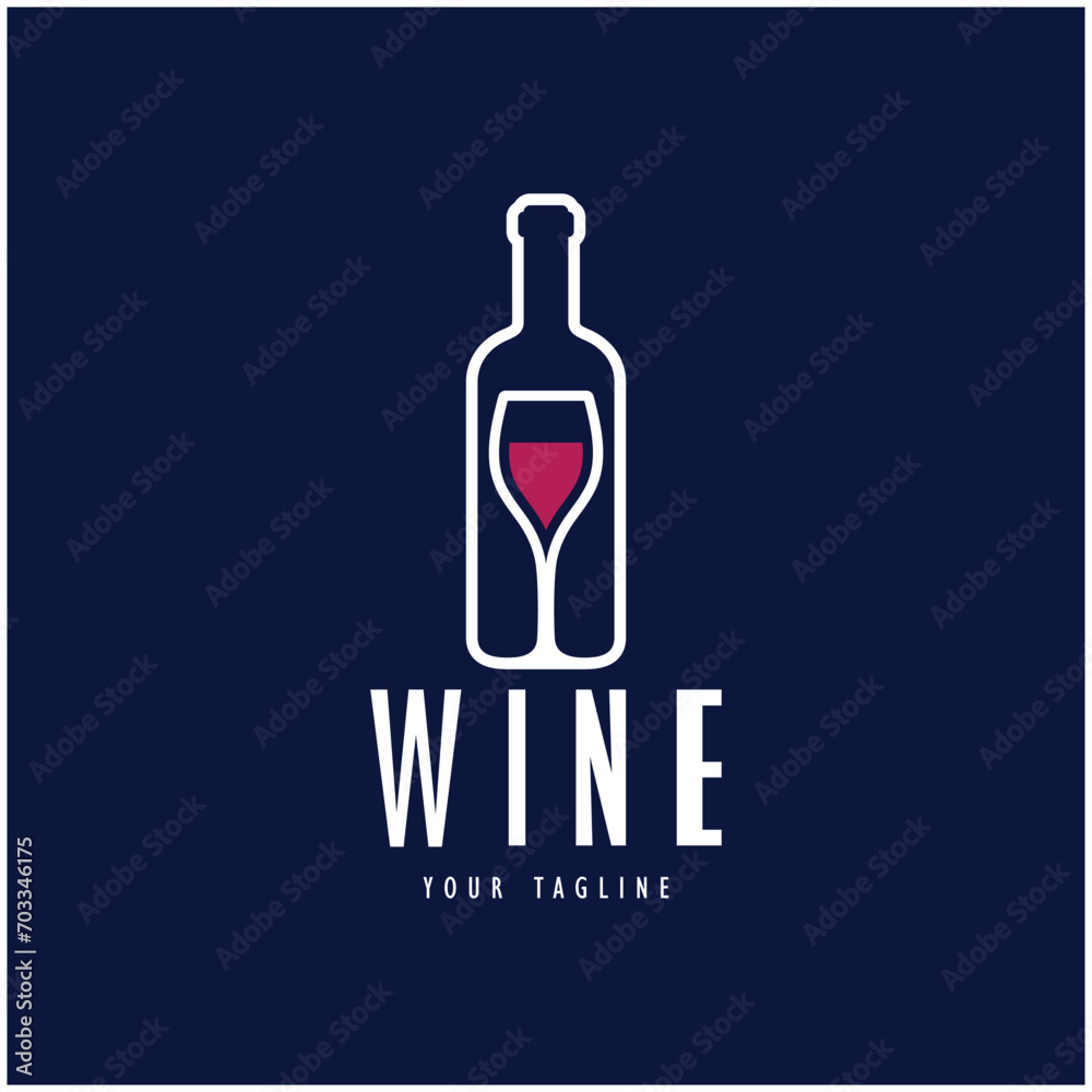 Wine logo with wine glasses and bottles.for night clubs,bars,cafe and wine shops. Wine logo with wine glasses and bottles.for night clubs,bars,cafe and wine shops.