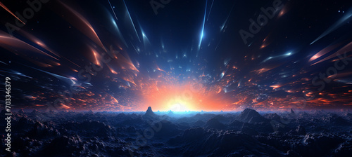 Abstract lens flare space or time travel concept background photo