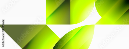 Serene gradient template. Circles and triangles mingle in minimalist perfection. Gentle fusion of forms and hues creates balanced yet captivating backdrop, embodying modern sophistication
