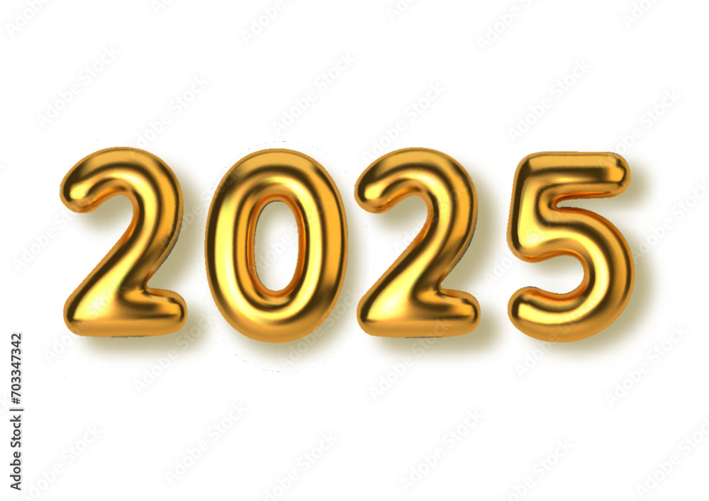 Happy New Year 2025. 3d Realistic golden balloons. Vector illustration. Happy New Year 2025. 3d Realistic golden balloons. Vector illustration.