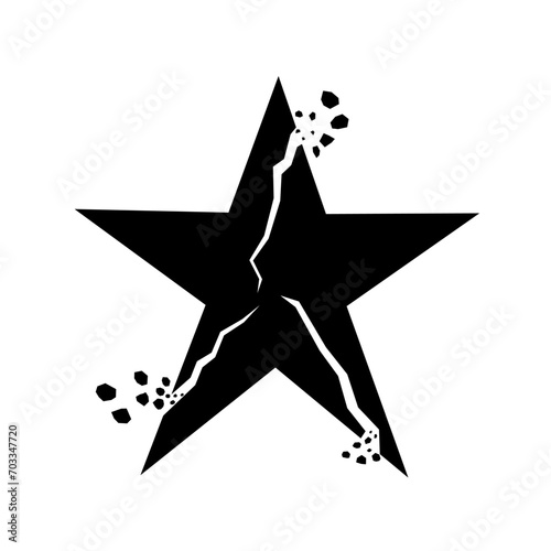 Vector silhouette of destroyed star on white background. The heavenly bodies began to decay. Great for asteroid logos.