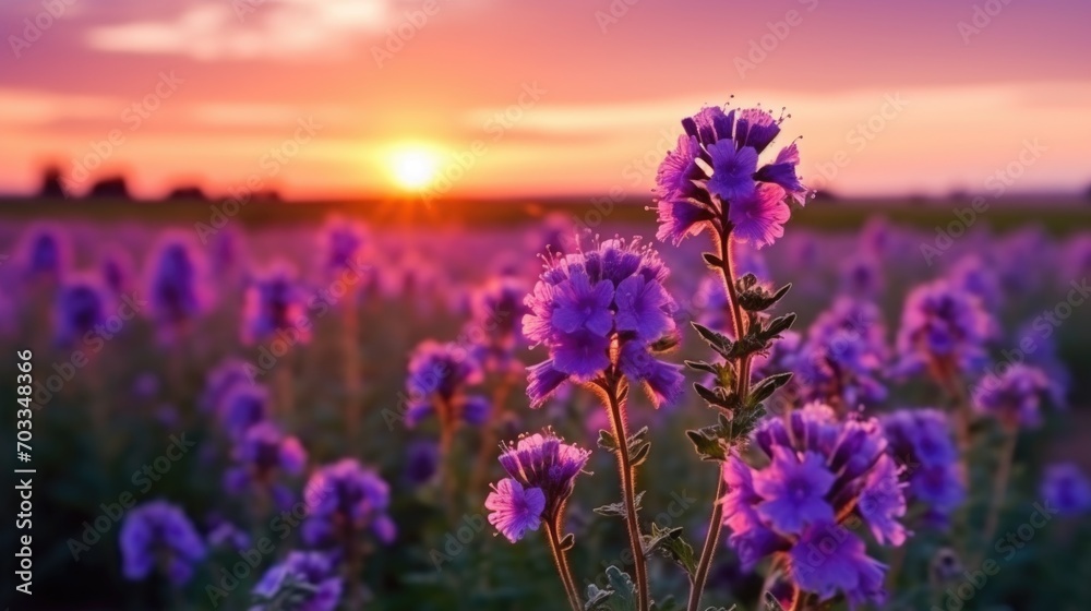 Fototapeta premium A field with purple flowers