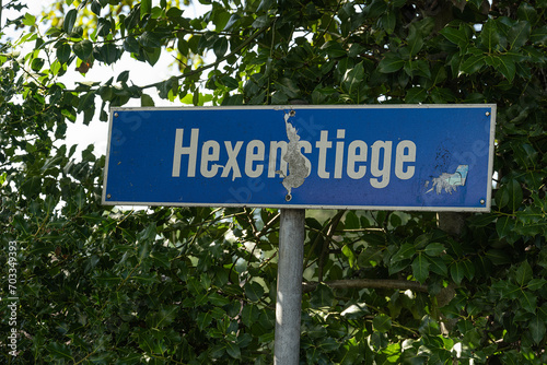 Strassenschild "Hexenstiege", Luzern, Schweiz