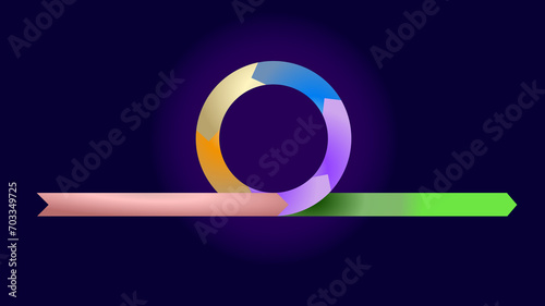Virtuous circle diagram without text, wheel of sprint methodology, four parts graphic explanation virtuous cycle  on blue background. Space for text.