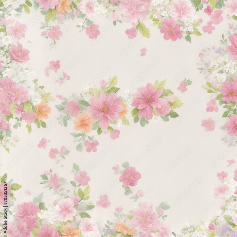 Spring Floral Medley Digital Paper Background Spring Floral Medley Digital Paper Background