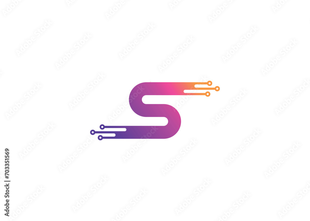 Letter S Technology vector monogram logo design template. Letter S molecule, Science and Bio technology Vector logo Design.