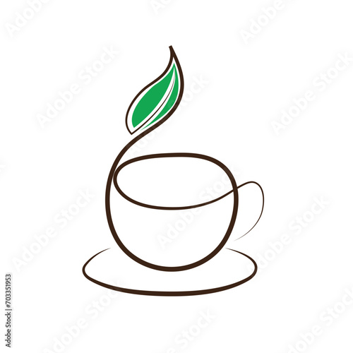 Green Tea Cup Leaf Tea Logo design.