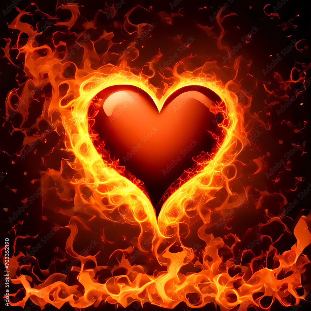 Fototapeta premium Abstract background - fire heart