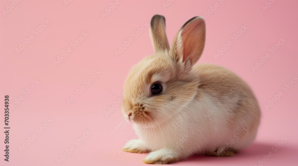 white rabbit on pink background