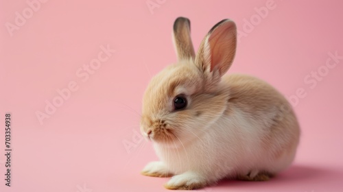white rabbit on pink background