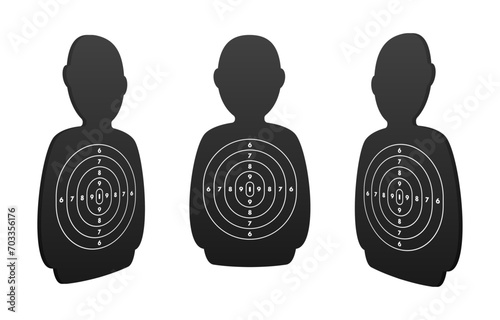 Silhouette human figures with target circles for precision training, self-defense courses, or shooting practice. Ideal for security and tactical skill development imagery photo
