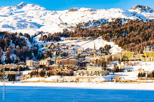 The town and lake of Santk Moritz in winter. Engadin, Switzerland.  © leledaniele